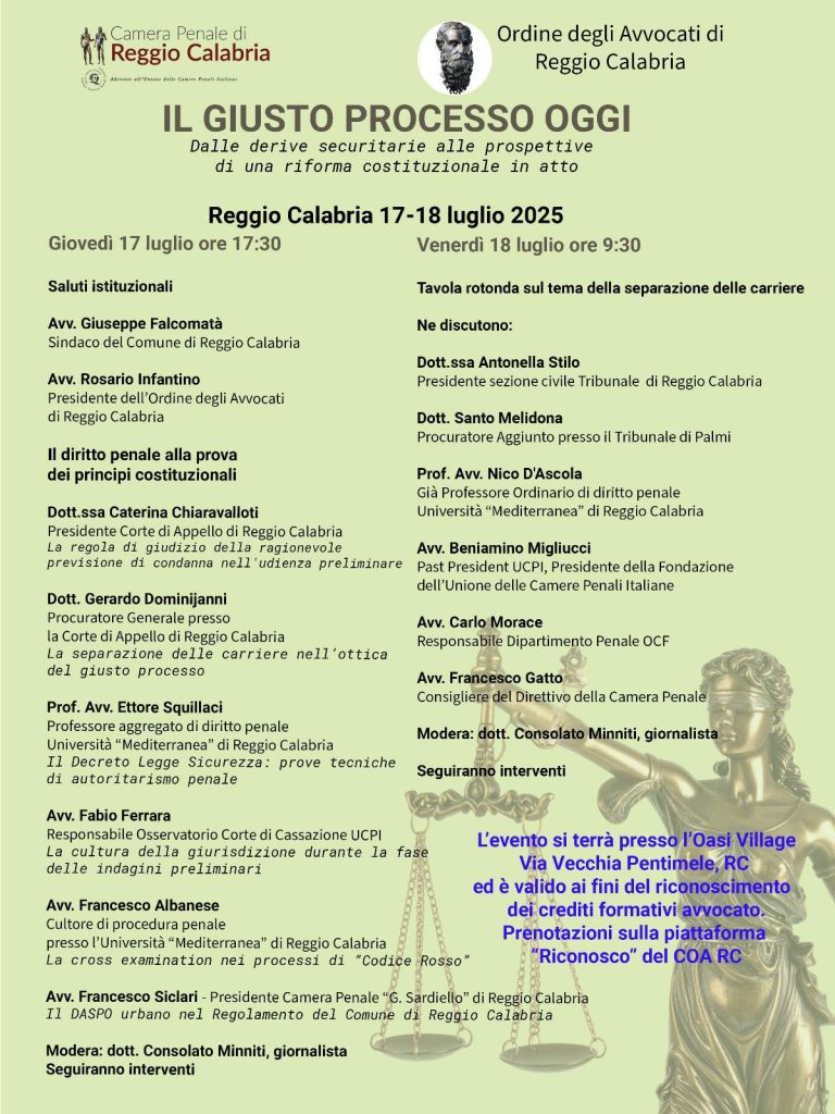 Evento formativo – Il giusto processo oggi