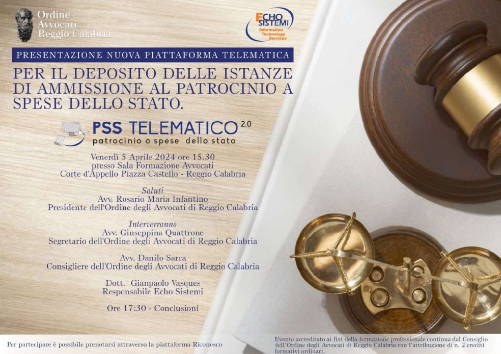 Nuova piattaforma per l’ammissione al Patrocinio a Spese dello Stato